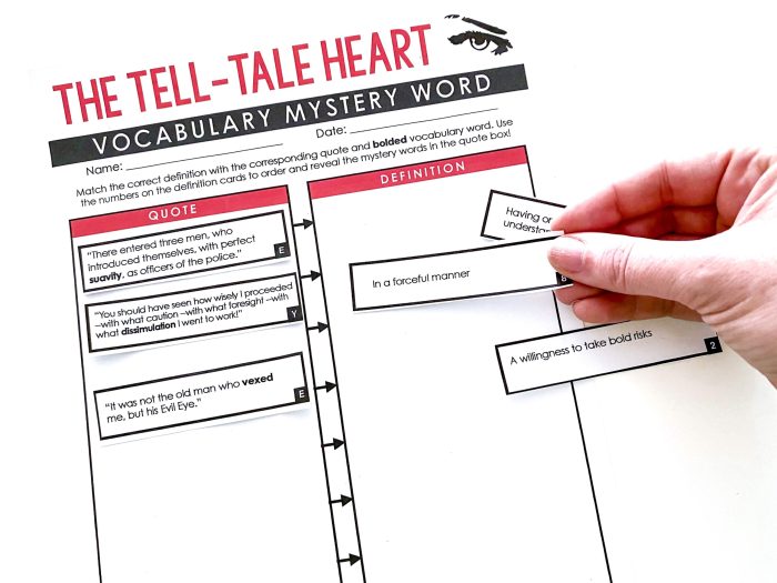 Tell tale heart vocabulary worksheet