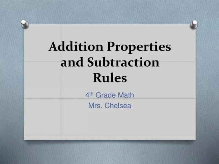 Lesson 1 addition properties and subtraction rules